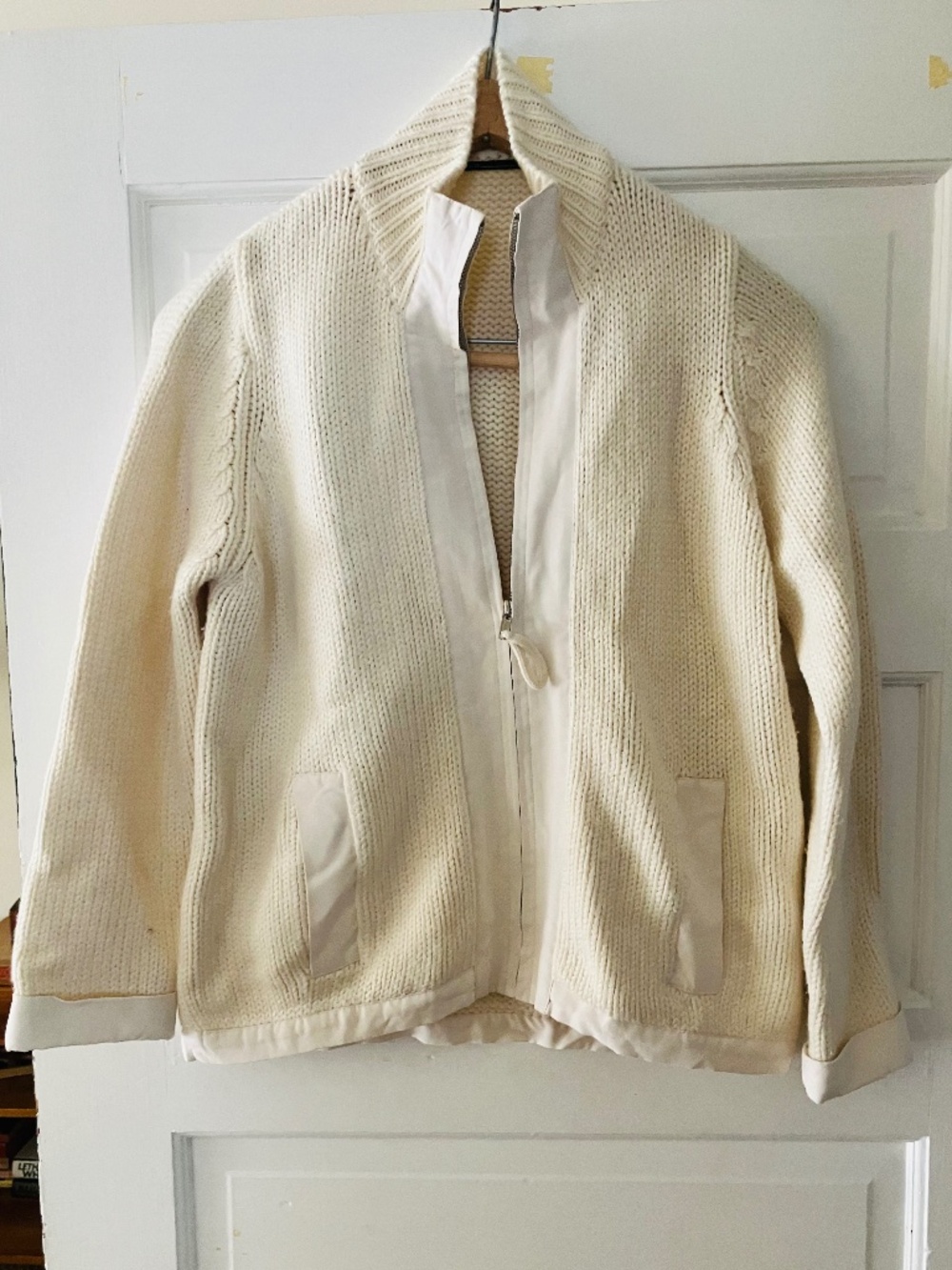 Zip front wool blend cardigan Sz L